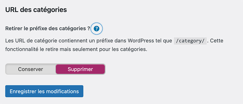 Supprimer la taxonomie catégorie des articles WordPress